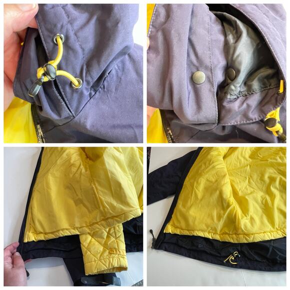 Lands End Navy Blue Zip Out Yellow Liner Outdoor Winter Parka Jacket Coat S - Picture 8 of 11